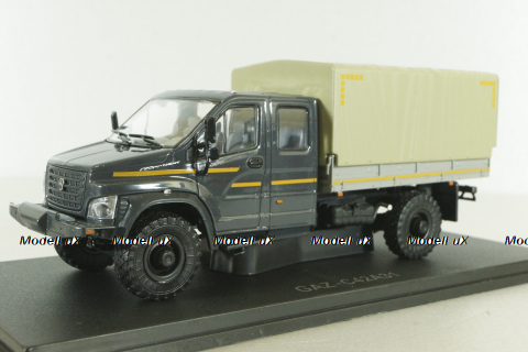 Газон NEXT C42А31 бортовой с тентом серый/бежевый Н235, Наш Автопром 1:43