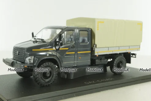 Газон NEXT C42А31 бортовой с тентом серый/бежевый Н235, Наш Автопром 1:43