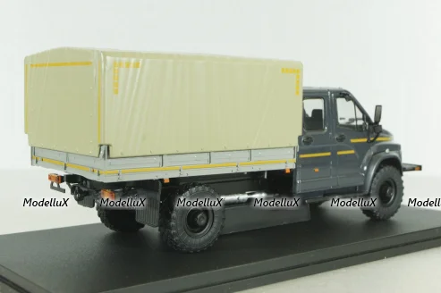 Газон NEXT C42А31 бортовой с тентом серый/бежевый Н235, Наш Автопром 1:43