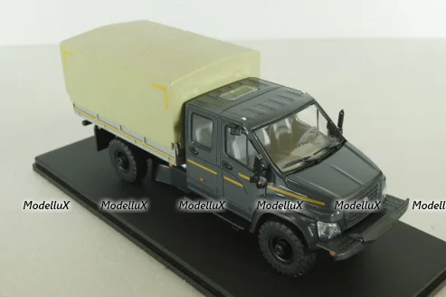 Газон NEXT C42А31 бортовой с тентом серый/бежевый Н235, Наш Автопром 1:43