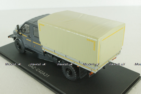 Газон NEXT C42А31 бортовой с тентом серый/бежевый Н235, Наш Автопром 1:43