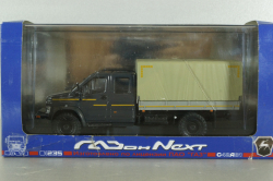 Газон NEXT C42А31 бортовой с тентом серый/бежевый Н235, Наш Автопром 1:43