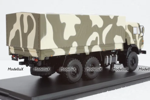 Камаз-53501 Мустанг 6х6 бортовой с тентом 2003, камуфляж, SSM1303, SSM 1:43