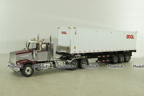 Western Star 4900 SF day cab with 40' dry goods sea container, red/white, 71064, Diecast Masters 1:50