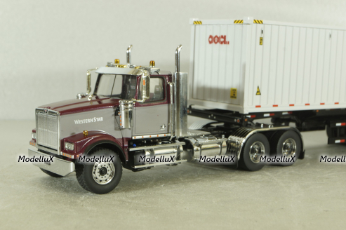 Western Star 4900 SF day cab with 40' dry goods sea container, red/white, 71064, Diecast Masters 1:50