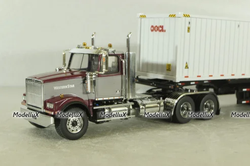 Western Star 4900 SF day cab with 40' dry goods sea container, red/white, 71064, Diecast Masters 1:50