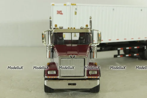 Western Star 4900 SF day cab with 40' dry goods sea container, red/white, 71064, Diecast Masters 1:50