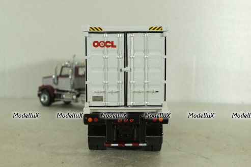 Western Star 4900 SF day cab with 40' dry goods sea container, red/white, 71064, Diecast Masters 1:50