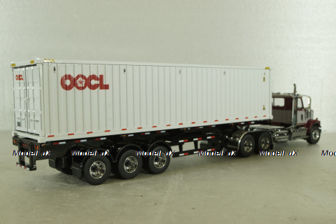 Western Star 4900 SF day cab with 40' dry goods sea container, red/white, 71064, Diecast Masters 1:50