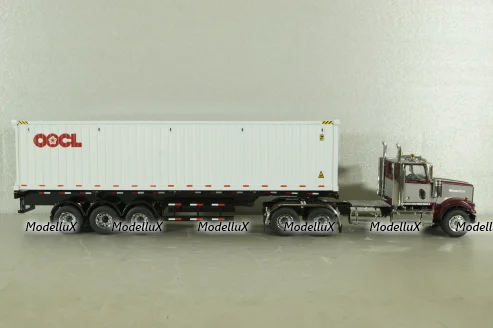 Western Star 4900 SF day cab with 40' dry goods sea container, red/white, 71064, Diecast Masters 1:50