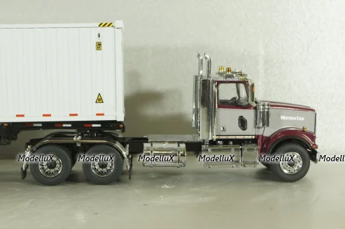 Western Star 4900 SF day cab with 40' dry goods sea container, red/white, 71064, Diecast Masters 1:50