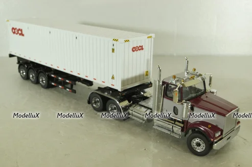 Western Star 4900 SF day cab with 40' dry goods sea container, red/white, 71064, Diecast Masters 1:50