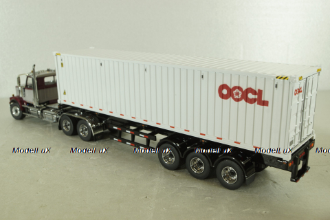 Western Star 4900 SF day cab with 40' dry goods sea container, red/white, 71064, Diecast Masters 1:50