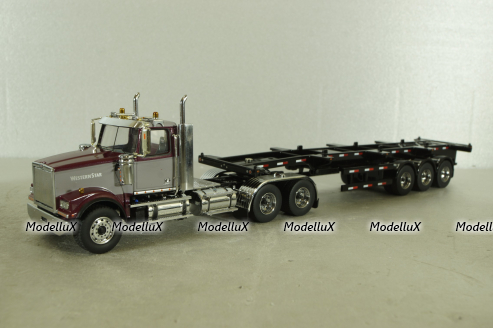 Western Star 4900 SF day cab with 40' dry goods sea container, red/white, 71064, Diecast Masters 1:50