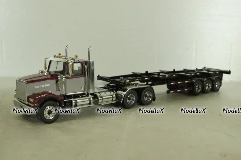 Western Star 4900 SF day cab with 40' dry goods sea container, red/white, 71064, Diecast Masters 1:50