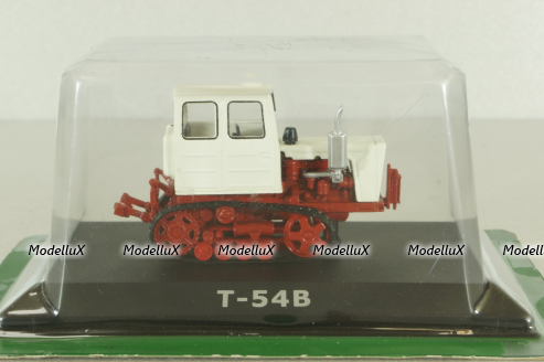 Т-54В трактор 1967, бело/красн, ТРАКТОРЫ история,люди,машины (Hachette) №16 1:43