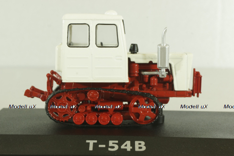 Т-54В трактор 1967, бело/красн, ТРАКТОРЫ история,люди,машины (Hachette) №16 1:43