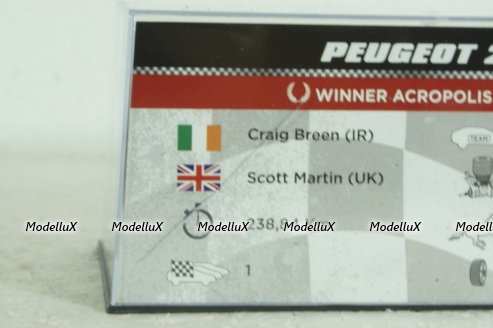 Peugeot 208 T16 #2, Rally Akropolis 2014, Craig Breen/Scott Martin, Vencedores de Rally #17, Altaya 1:43 ( Чешская Серия) с журналом!