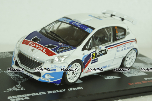 Peugeot 208 T16 #2, Rally Akropolis 2014, Craig Breen/Scott Martin, Vencedores de Rally #17, Altaya 1:43 ( Чешская Серия) с журналом!