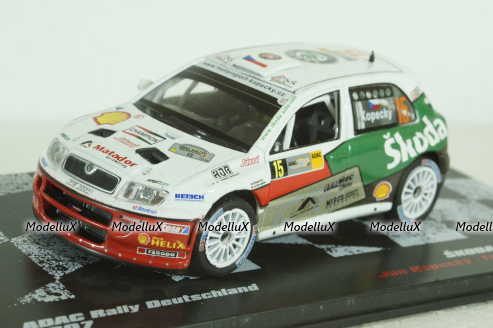 Skoda Fabia WRC #15, ADAC Rally Deutschland 2007, J.Kopecky/F.Schovanek, Vencedores de Rally , Altaya 1:43