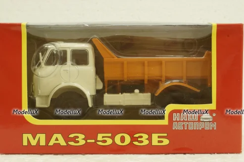 Маз-503Б самосвал белый/оранжевый, Н756, Наш Автопром 1:43