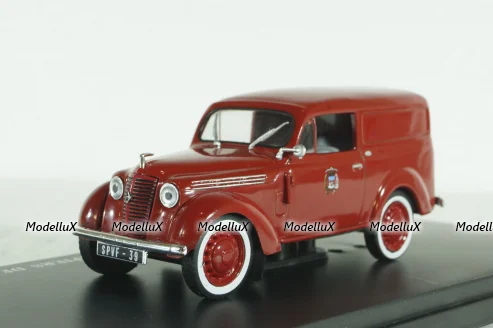 Renault Juvaquatre Fourgonette Fire department Paris  1953 red, Hachette 1:43