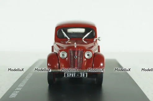 Renault Juvaquatre Fourgonette Fire department Paris  1953 red, Hachette 1:43