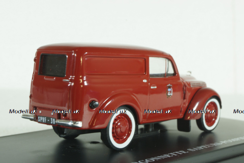 Renault Juvaquatre Fourgonette Fire department Paris  1953 red, Hachette 1:43