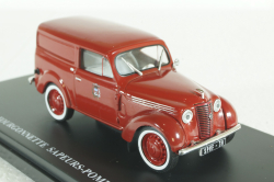 Renault Juvaquatre Fourgonette Fire department Paris  1953 red, Hachette 1:43