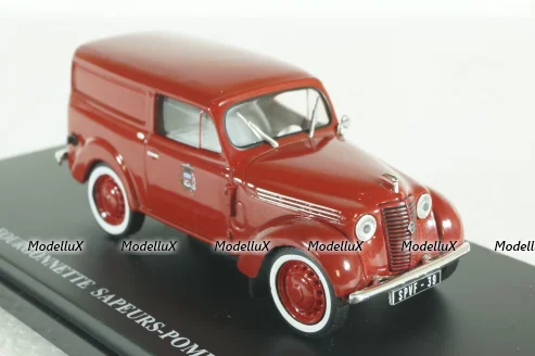 Renault Juvaquatre Fourgonette Fire department Paris  1953 red, Hachette 1:43