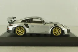 Porsche 911 (991.2) GT2RS Weissach package 2018, silver with gold rims, 413067231, Minichamps 1:43