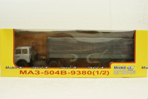Маз-504В с п/прицепом Маз-9380(1/2) с тентом серый, Н788, Наш Автопром 1:43
