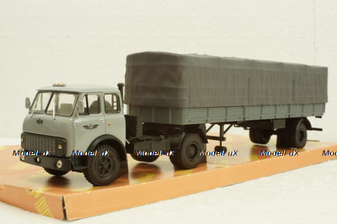 Маз-504В с п/прицепом Маз-9380(1/2) с тентом серый, Н788, Наш Автопром 1:43