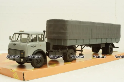 Маз-504В с п/прицепом Маз-9380(1/2) с тентом серый, Н788, Наш Автопром 1:43