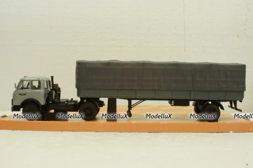 Маз-504В с п/прицепом Маз-9380(1/2) с тентом серый, Н788, Наш Автопром 1:43