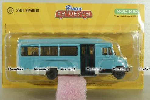 Зил-325000 автобус 1998, голубой, Наши автобусы №65, Modimio 1:43