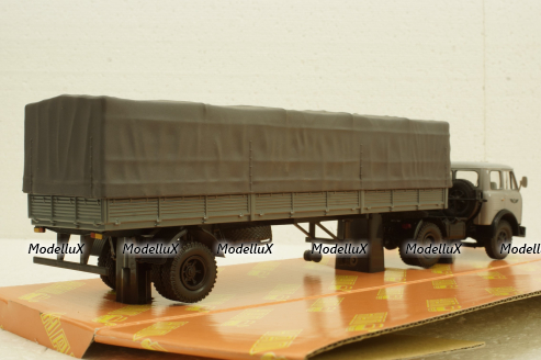 Маз-504В с п/прицепом Маз-9380(1/2) с тентом серый, Н788, Наш Автопром 1:43