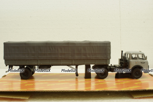 Маз-504В с п/прицепом Маз-9380(1/2) с тентом серый, Н788, Наш Автопром 1:43