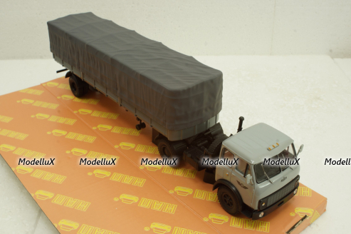 Маз-504В с п/прицепом Маз-9380(1/2) с тентом серый, Н788, Наш Автопром 1:43