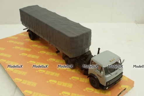 Маз-504В с п/прицепом Маз-9380(1/2) с тентом серый, Н788, Наш Автопром 1:43