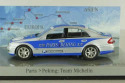 Mercedes E320 BlueTEC (W211) Rallye Paris-Peking "Team Michelin" Nr.19 2006, silver/blue, B66962269, Minichamps 1:43