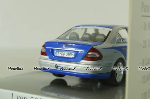 Mercedes E320 BlueTEC (W211) Rallye Paris-Peking "Team Michelin" Nr.19 2006, silver/blue, B66962269, Minichamps 1:43