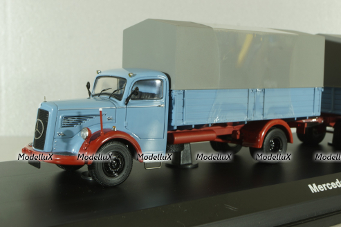 Mercedes L6600 with trailer, blue/grey, Schuco 1:43