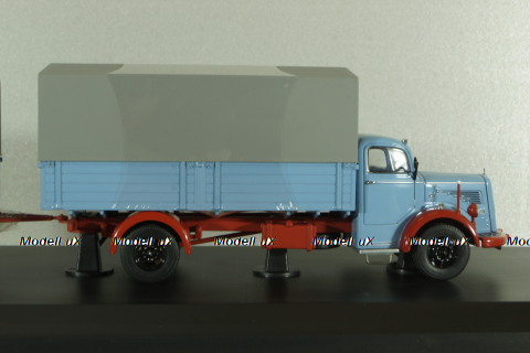 Mercedes L6600 with trailer, blue/grey, Schuco 1:43