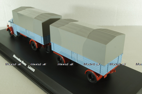 Mercedes L6600 with trailer, blue/grey, Schuco 1:43