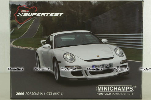 Porsche 911 GT3 (997.1) 2006, white, 25th Anniversary, 400065402, Minichamps 1:43