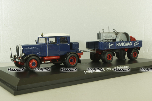 Hanomag ST 100 with trailer, blue, 02894, Schuco 1:43