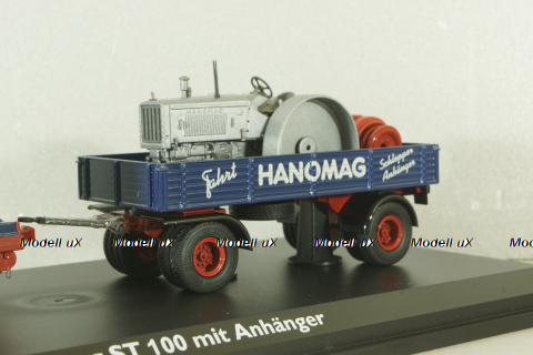 Hanomag ST 100 with trailer, blue, 02894, Schuco 1:43