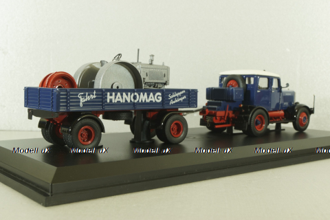 Hanomag ST 100 with trailer, blue, 02894, Schuco 1:43