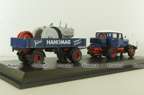 Hanomag ST 100 with trailer, blue, 02894, Schuco 1:43